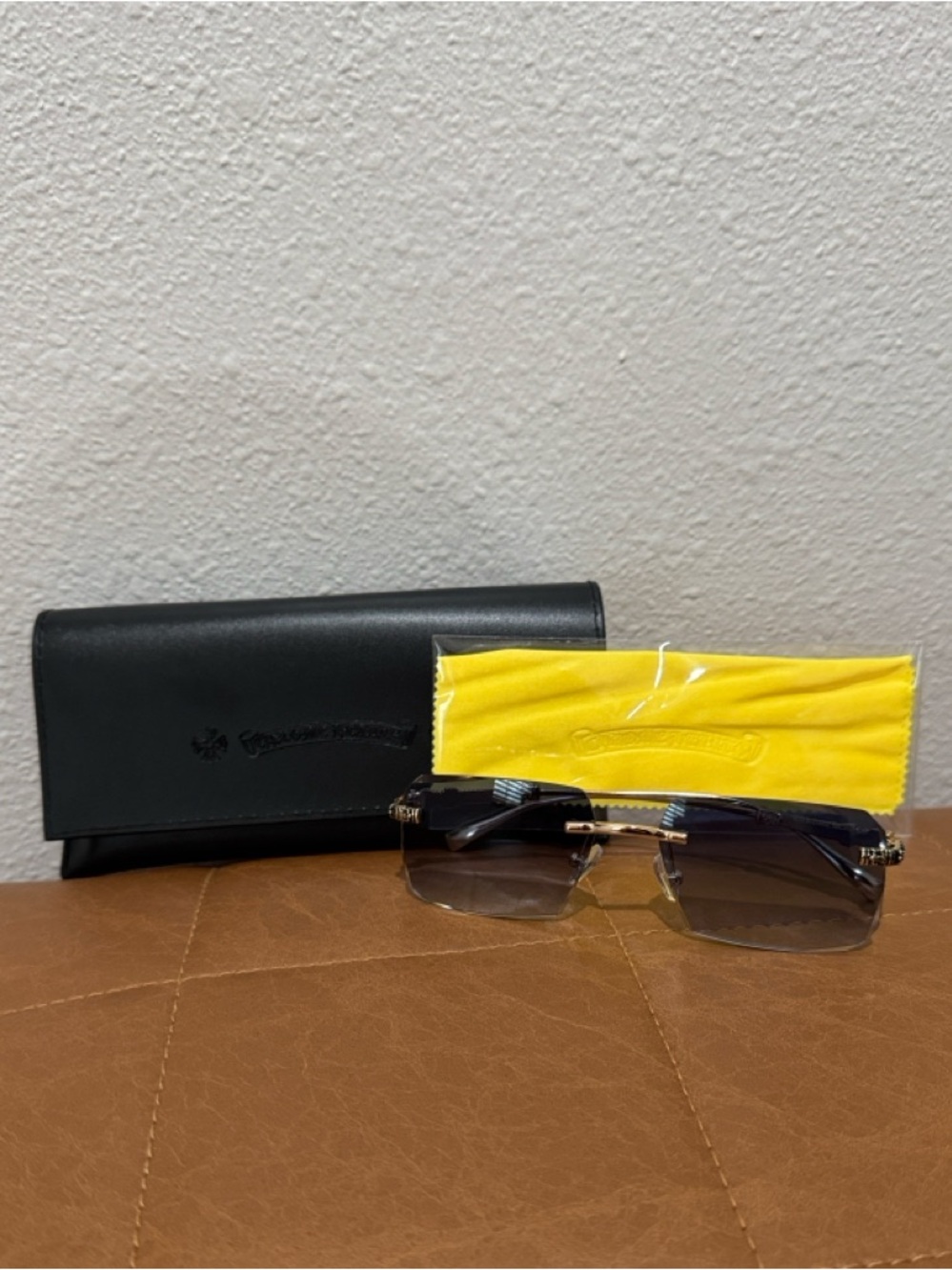 BRAND NEW AUTHENTIC Chrome Hearts Gold-Frame Sunglasses Blue Gradient Lenses - Picture 3 of 5